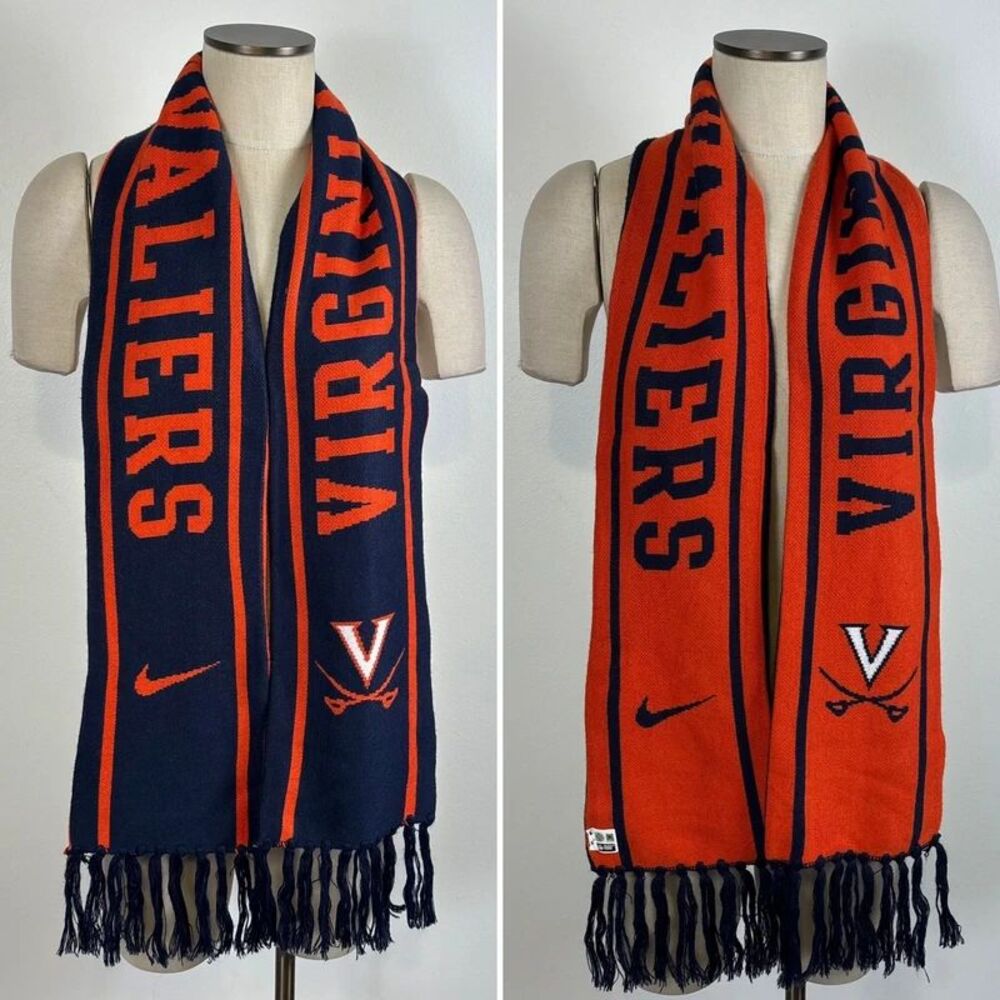 Nike Virginia Cavaliers Scarf Reversible Knit Fringe Orange Navy UVA NCAA Fan